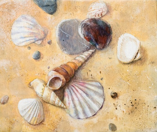 Seashells on the sand  - Acrylic Painting